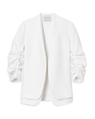 Linen Ruched Sleeve Blazer