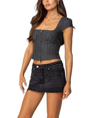 Keni Pinstripe Zip Up Top