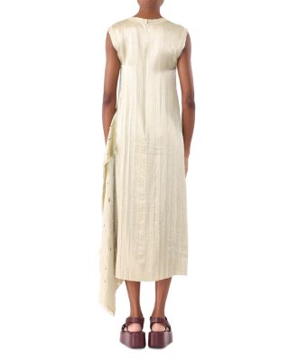 Crinkled Satin Open Pleat Dress