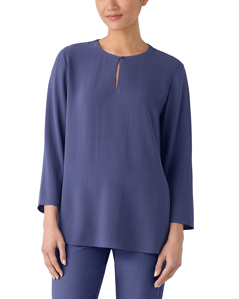 Eileen Fisher Silk Georgette Crepe Round Neck Tunic