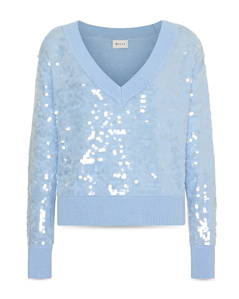 Milly Ilaria Sequin V Neck Sweater