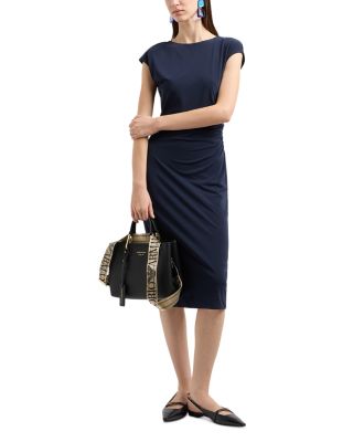 Cap Sleeve Fluid Crepe Jersey Sheath Dress