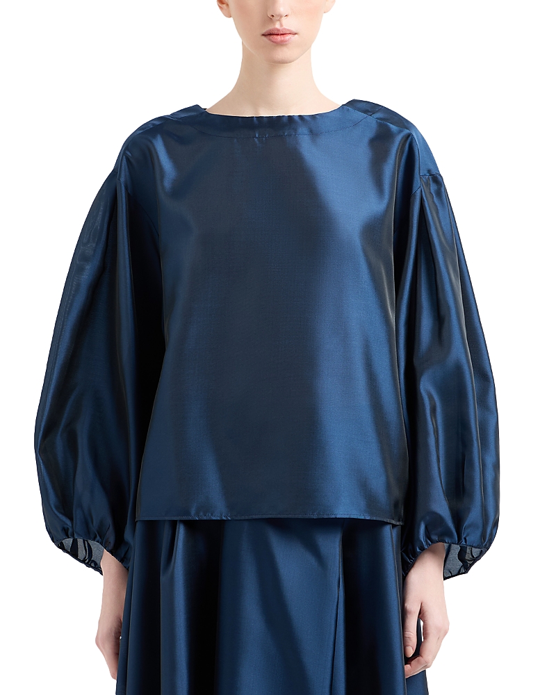 EMPORIO ARMANI SHINY MUSLIN BALLOON SLEEVE BLOUSE