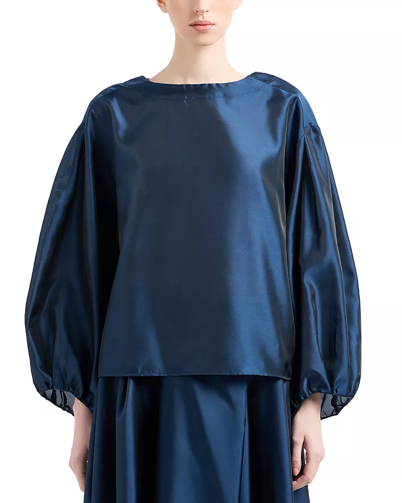 Emporio Armani Shiny Muslin Balloon Sleeve Blouse