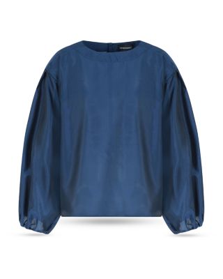 Shiny Muslin Balloon Sleeve Blouse