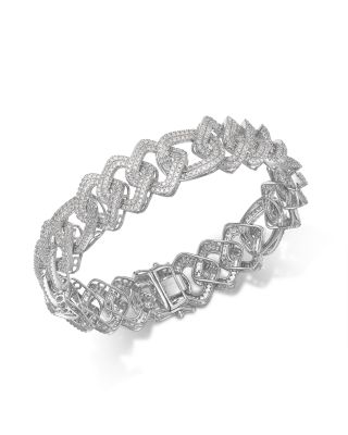 Diamond Unisex Chain Link Bracelet in 14K White Gold, 4.0 tcw