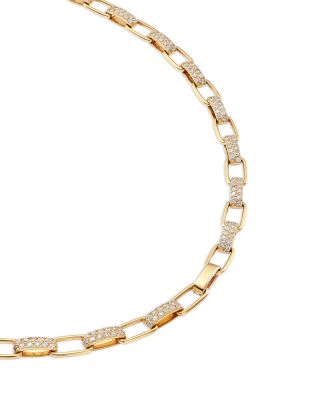 Diamond Paperclip Link Collar Necklace in 14K Yellow Gold , 2.7 tcw