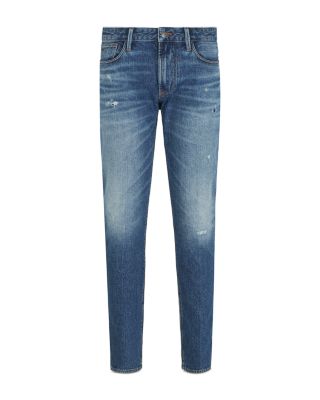 Slim Fit Washed Jeans in Medium Blue