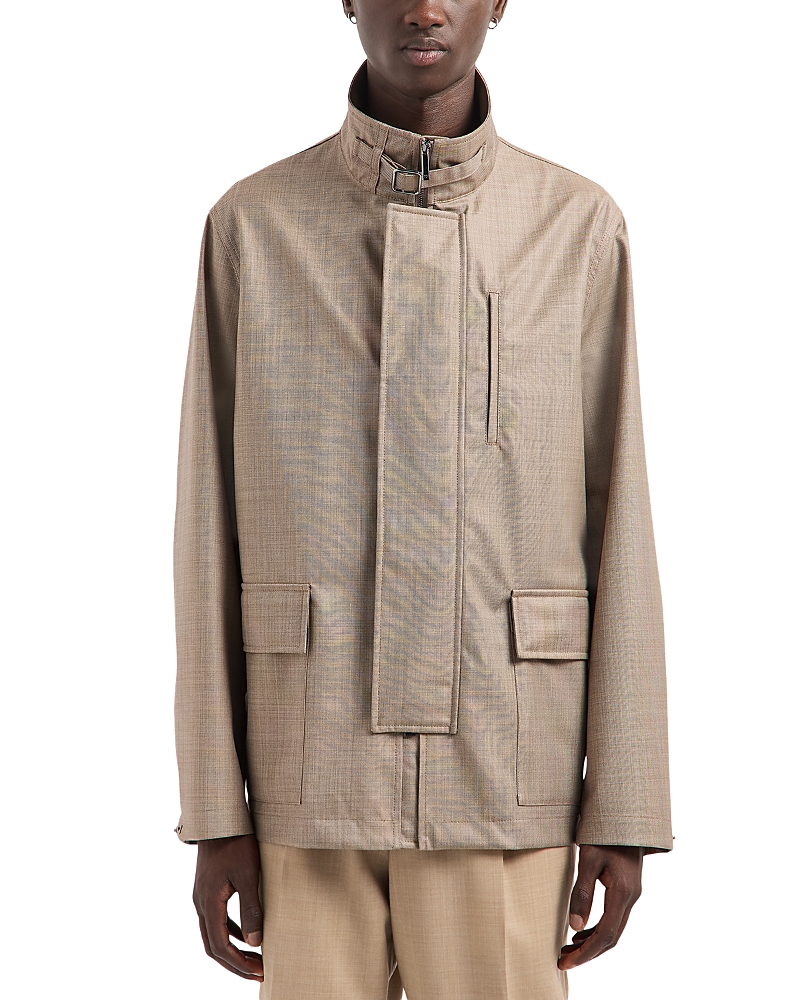 Emporio Armani Silky Finish Buckle Closure Wool Coat