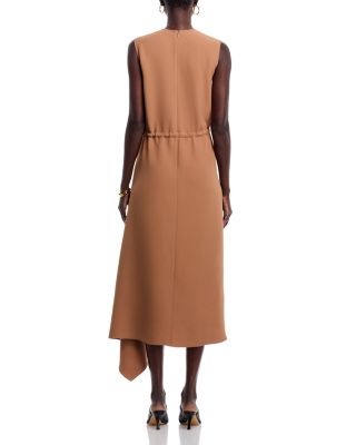 Drawstring Asymmetric Midi Dress