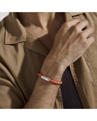 Men's Sterling Silver Woven Leather Bracelet