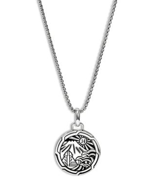 Men's Sterling Silver Modern Talisman Enamel Flame Motif Pendant Necklace, 22"
