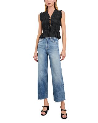 Getty High Rise Wide Leg Cropped Jeans in Tradewind