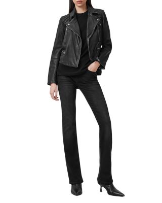 Cargo Distressed Leather Biker Jacket