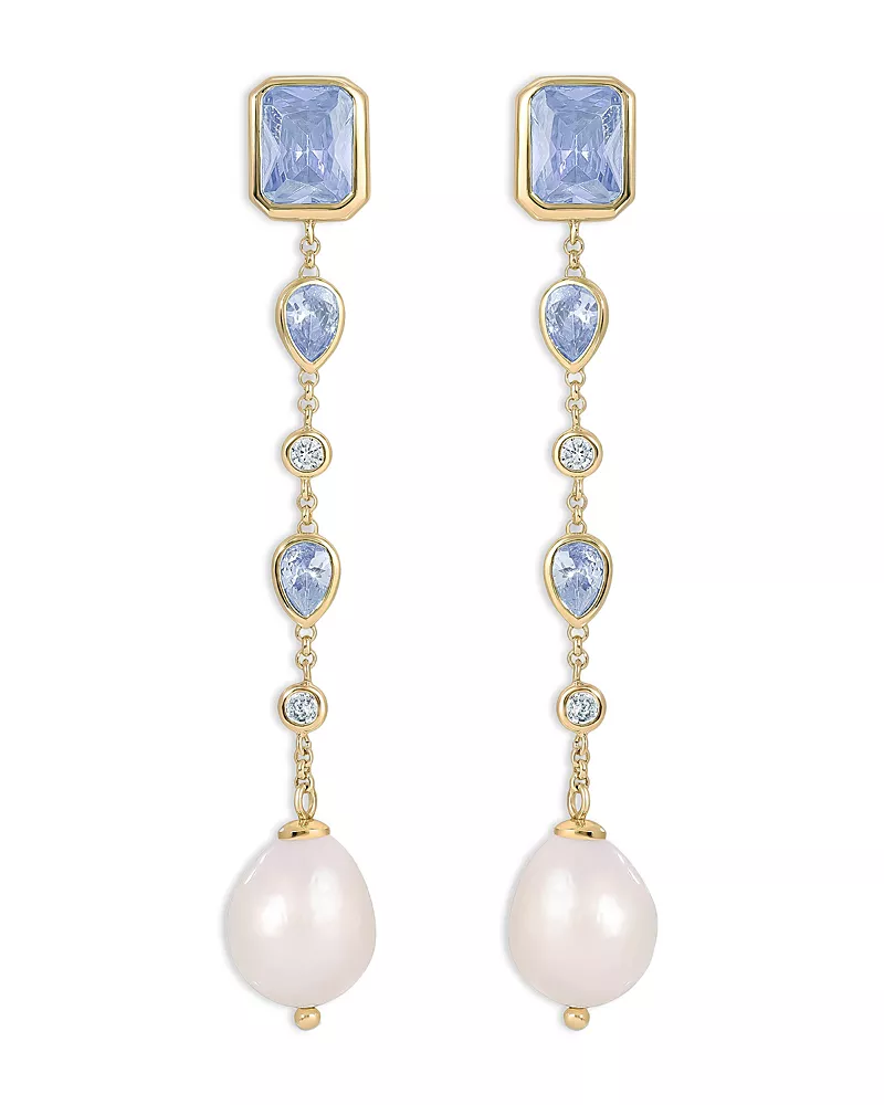 Ettika Gleaming Gem Linear Earrings