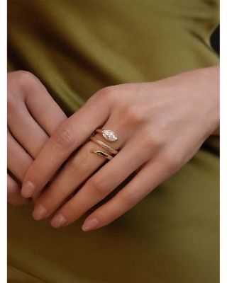 Marquise Cubic Zirconia Coiled Snake Ring in 18K Gold Plated