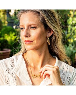 Meadow Pav&eacute; Flower Grande Hoop Earrings in 18K Gold Plated