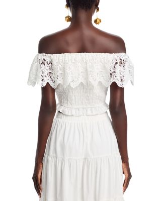 Lace Off The Shoulder Poplin Top - Exclusive