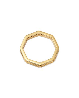 Diamond Double Row Octagon Ring in 14K Yellow Gold, 0.2 tcw