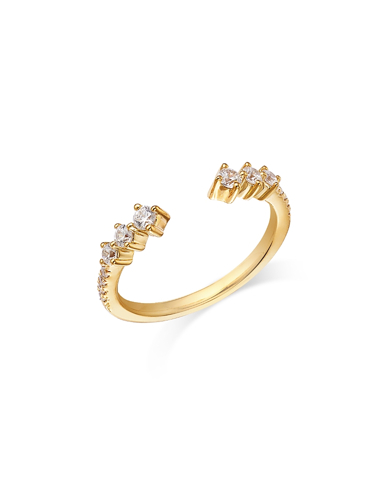 Bloomingdale's Fine Collection Diamond Tri Stone Cuff Ring In 14k Yellow Gold, 0.33 Ct. T. W.