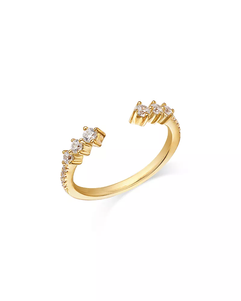 Bloomingdale's Fine Collection Diamond Tri Stone Cuff Ring in 14K Yellow Gold, 0.33 tcw