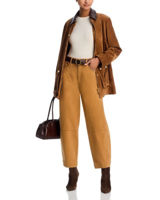 The Twisted High Rise Wide Leg Ankle Jeans in Biscuit