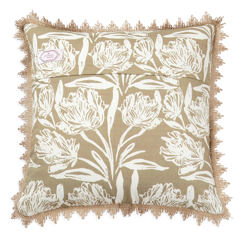 Vvyom Saffron Embroidered Reversible Cushion, 20 X 20 In Orange