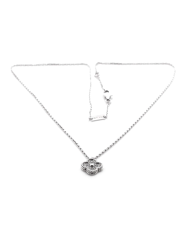 Pre-owned Pre-owned Van Cleef & Arpels Van Cleef & Arpels Sweet Alhambra Pendant Necklace 18k White Gold With Diamonds