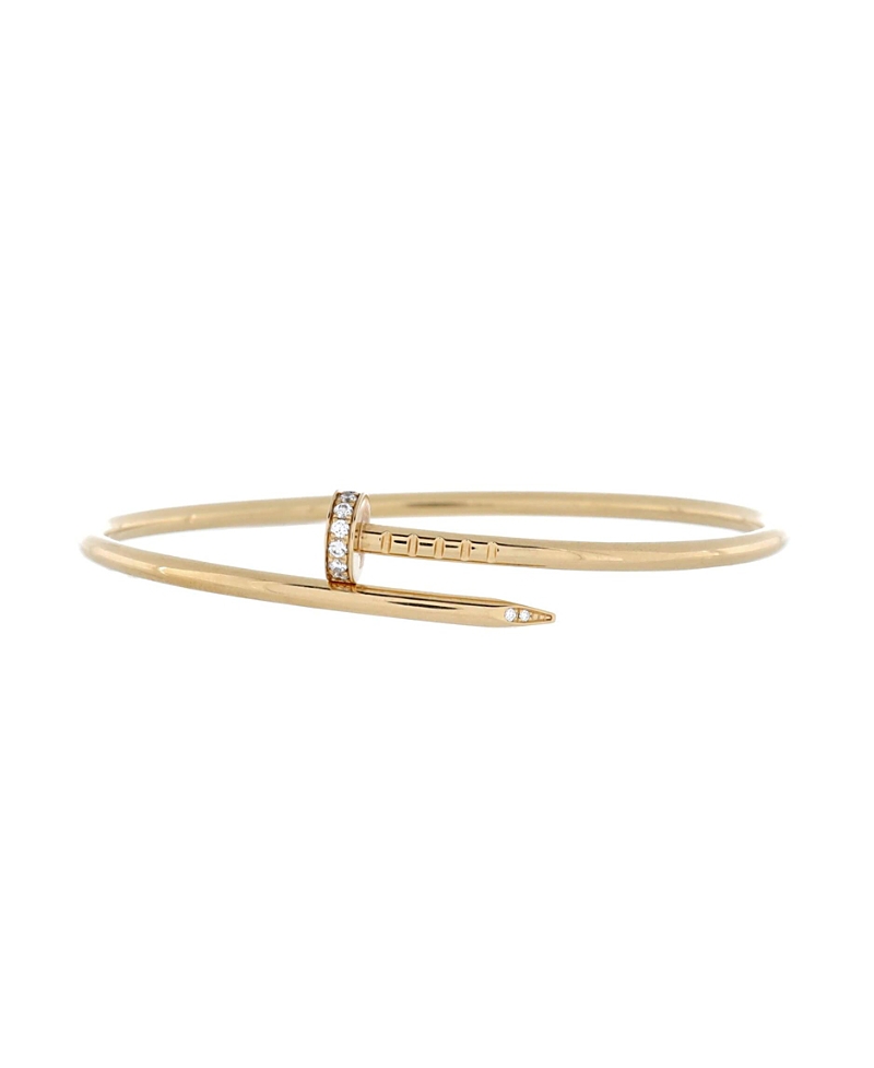 Pre-owned Pre-owned Cartier Cartier Small Juste Un Clou Bracelet 18k Gold With Diamonds