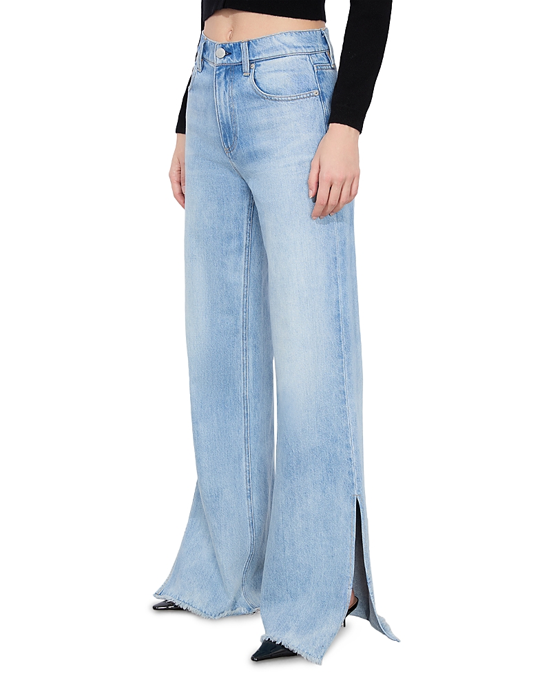 Alice And Olivia Alice And Oliva Weezy High Rise Straight Jeans In Gemma Light Blue In Denim