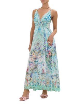 Bead Strap Gathered Panel Dress