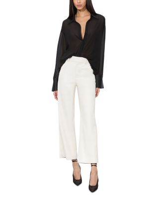 Alexander Faux Leather High Rise Slim Straight Ankle Trousers