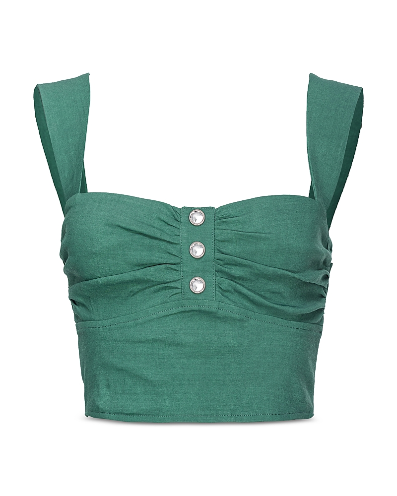 Shop Pinko Voyager Cropped Top In Vrd Hunter