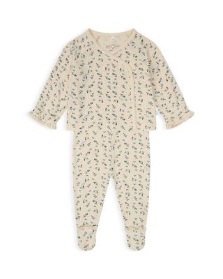 MORI - Girls' Ribbed Floral Print Kimono Cardigan & Footed Leggings Set - Baby