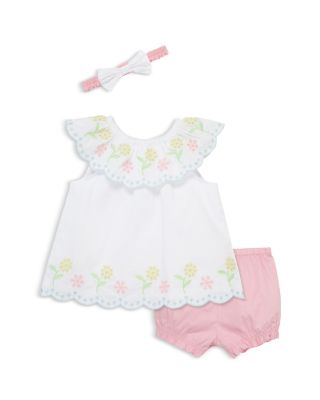 Little Me - Girls' 3 Piece Multi Eyelet Sunsuit Set - Baby