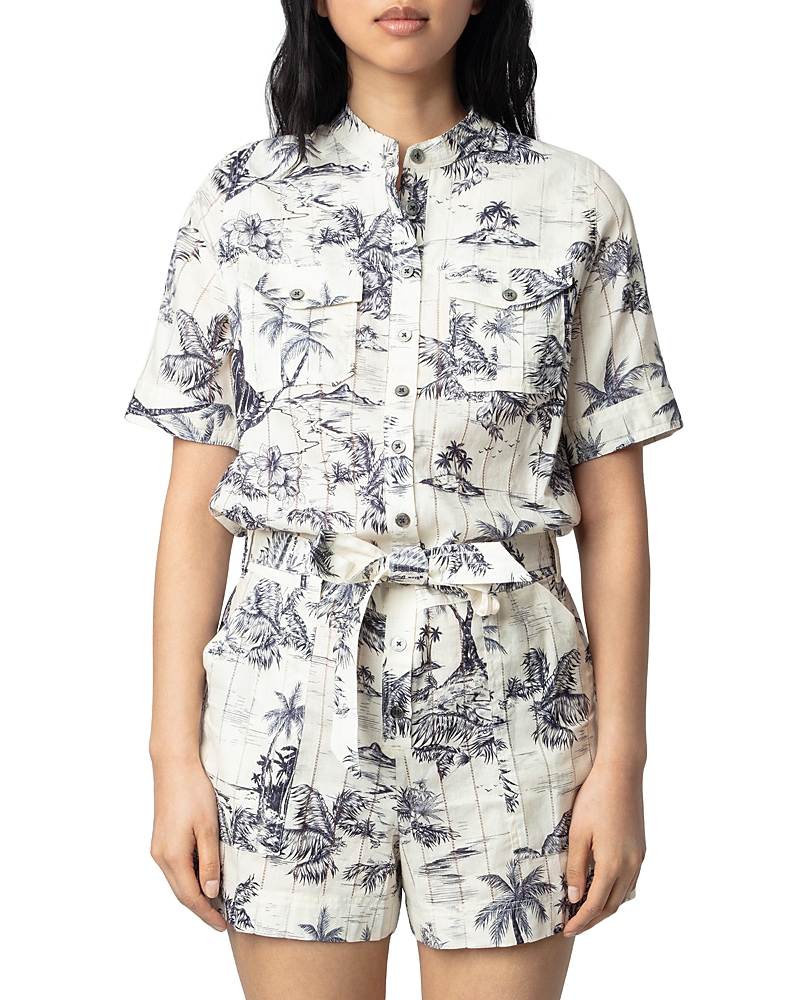 Zadig & Voltaire Cook Tropical Island Toile De Jouy Cotton Romper