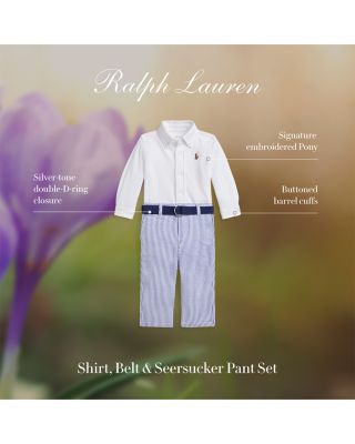 Boys' Shirt, Belt & Seersucker Pant Set - Baby