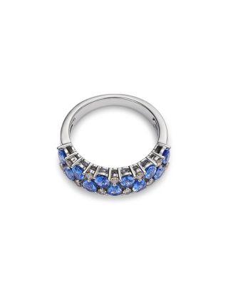 Sapphire & Diamond Band Ring in 14K White Gold