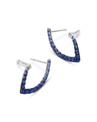 Blue & White Sapphire Ombr&eacute; Spiral Front-to-Back Earrings in 14K White Gold