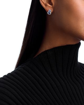 Sapphire & Diamond Drop Earrings in 14K White Gold