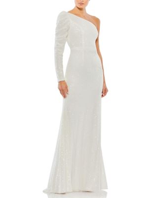 Mac Duggal - Sequined One Shoulder Trumpet Gown