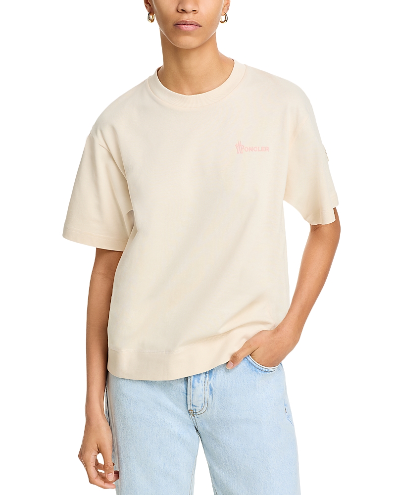Moncler Logo-embossed Cotton T-shirt In Natural