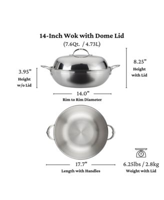 ProBond&amp;reg; Forged 14&amp;quot; Professional Clad Stainless Steel Wok with Dome Lid