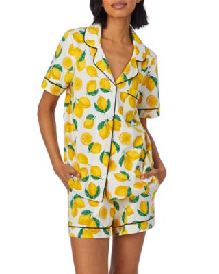 Printed Short Sleeve Boxer Pajama Set