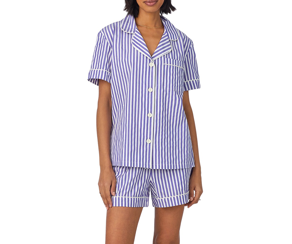 Striped Short Sleeve Boxer Pajama Set
