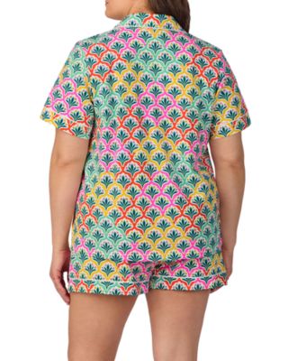 Printed Short Sleeve Boxer Pajama Set