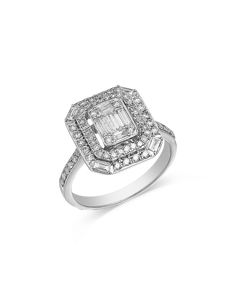 Bloomingdale's Fine Collection Diamond Halo Ring In 14k White Gold, 0.88 Ct. T. W.