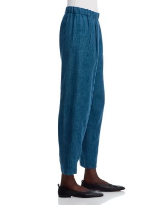 Washed Linen D&eacute;lav&eacute; Ankle Lantern Pants
