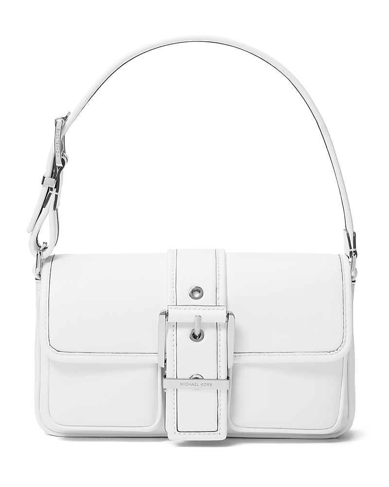 Michael Kors Colby Medium Leather Shoulder Bag In Optic White
