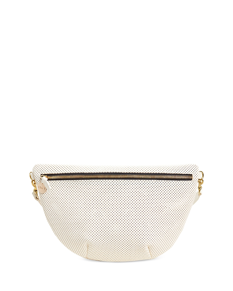 Clare V . Grande Perforated Leather Belt Bag In Cream